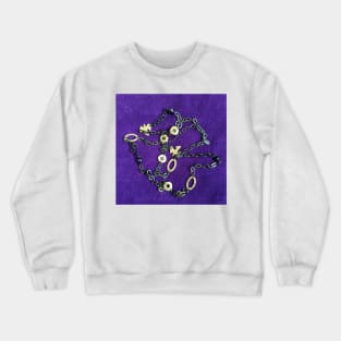 Black and gold chain with Doves on a deep purple background Crewneck Sweatshirt